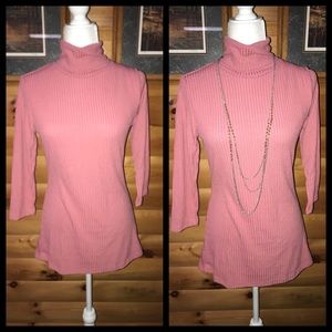Tops - 3/4 sleeve pink turtle neck Tops - 3/4 sleeve pink turtle neck